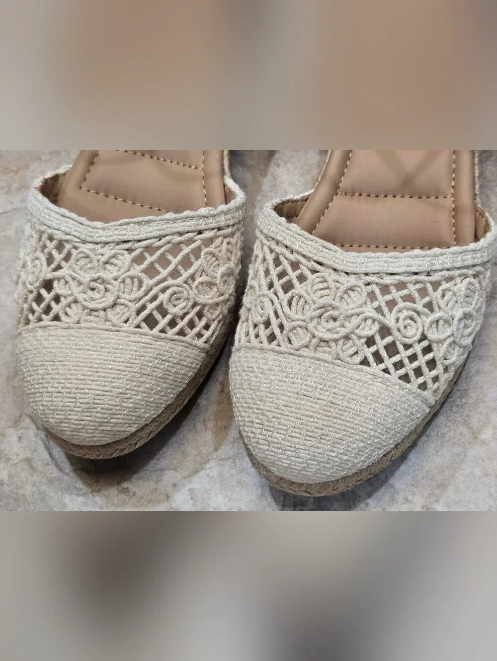 Shoes~ Kelly & Katie Cream Boho Chic Espadrille Wedge Cream Sandals~ Sz 8.5 EUC!